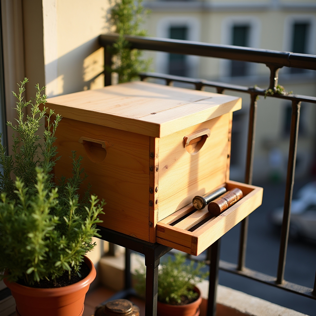 Arnia compatta posizionata su un balcone con protezione e orientamento corretto
